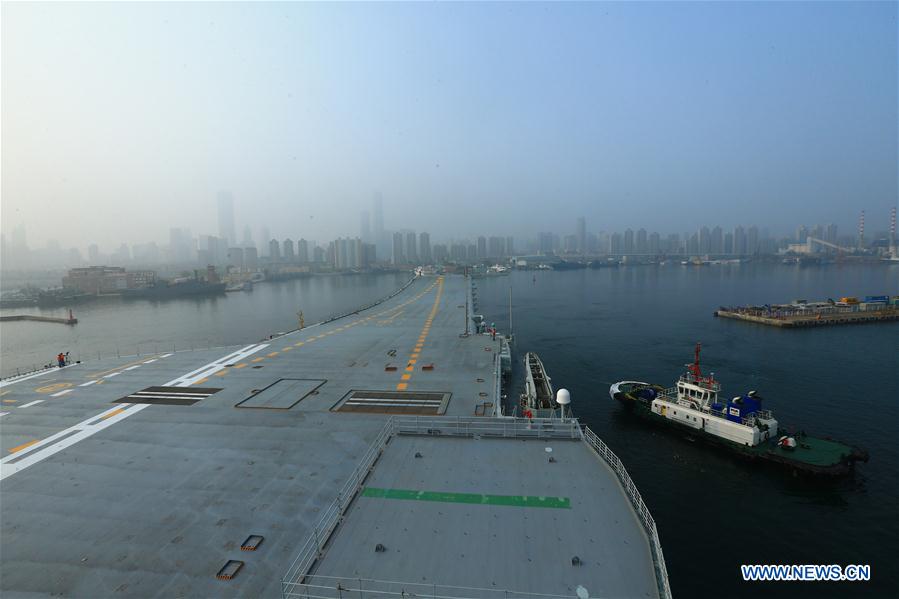 #CHINA-DALIAN-FIRST HOME-BUILT AIRCRAFT CARRIER-SEA TRIALS (CN*)