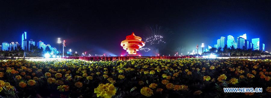 (SCO SUMMIT) CHINA-QINGDAO-SCO-LIGHTS-FIREWORKS-SHOW (CN)