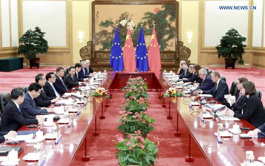 CHINA-EU-LEADERS' MEETING-LI KEQIANG-TUSK-JUNCKER (CN)