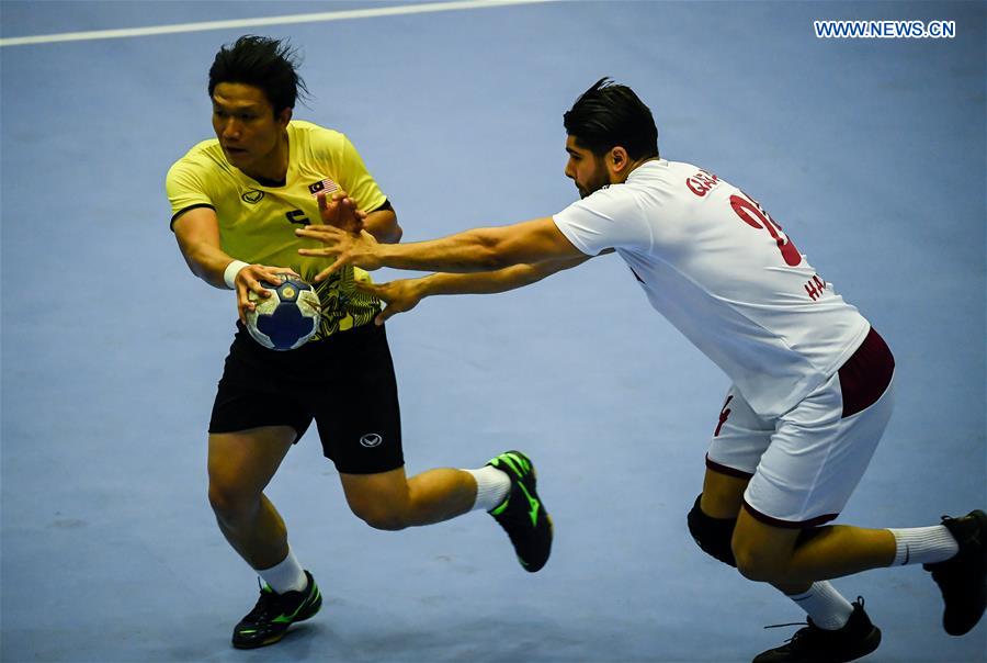 (SP)INDONESIA-JAKARTA-ASIAN GAMES-HANDBALL-MALAYSIA VS QATAR