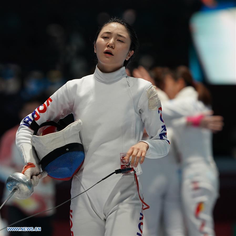 (SP)INDONESIA-JAKARTA-ASIAN GAMES-FENCING-WOMEN'S EPEE TEAM