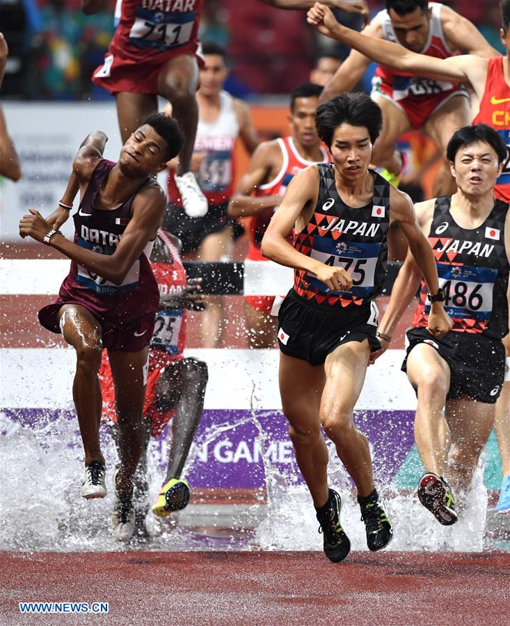 (SP)INDONESIA-JAKARTA-ASIAN GAMES-ATHLETICS-MEN'S 3000M STEEPLECHASE