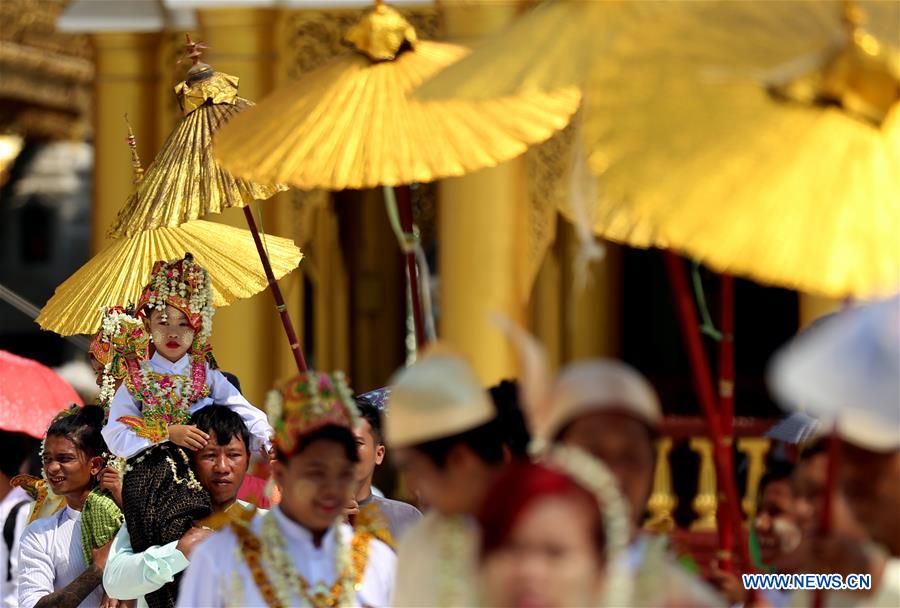 MYANMAR-YANGON-SHINBYU-NOVITIATION CEREMONY