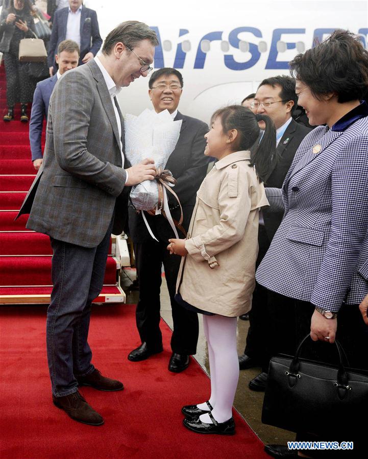 (BRF)CHINA-BEIJING-BELT AND ROAD FORUM-SERBIAN PRESIDENT-ARRIVAL (CN)