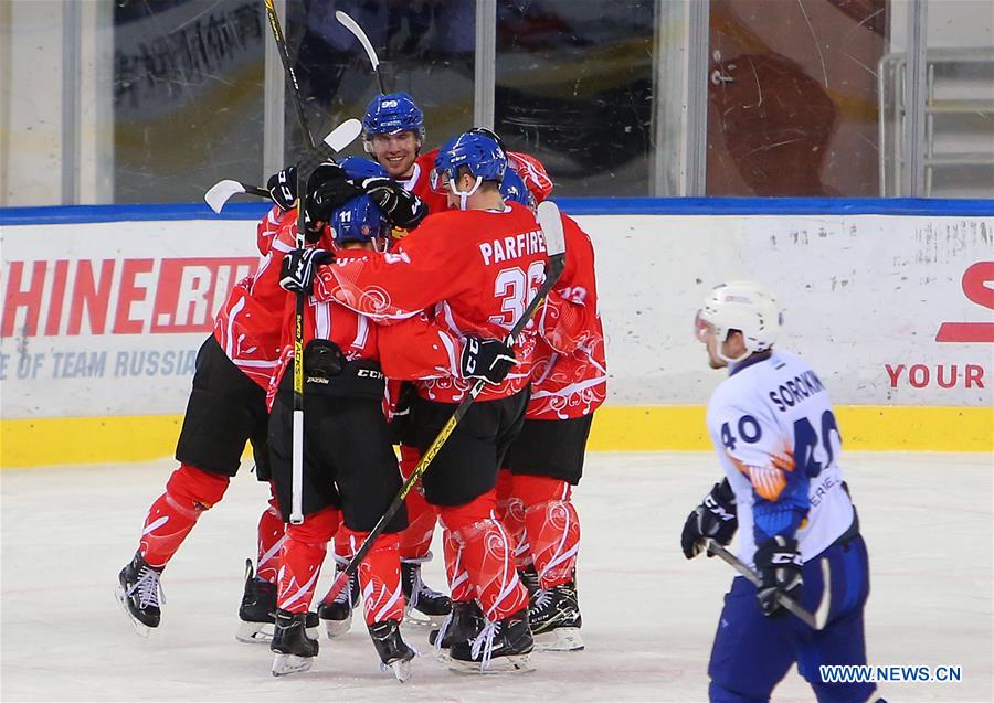 (SP)CHINA-JILIN CITY-ICE HOCKEY-SILK ROAD SUPREME HOCKEY LEAGUE-TSEN TOU VS HUMO(CN)