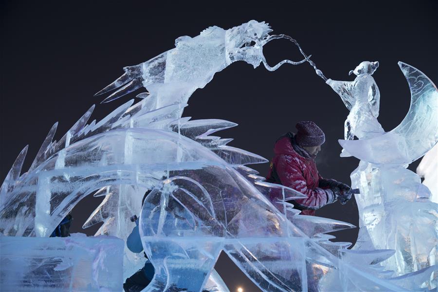 CHINA-HEILONGJIANG-HARBIN-ICE SCULPTURE-CHAMPIONSHIP (CN)