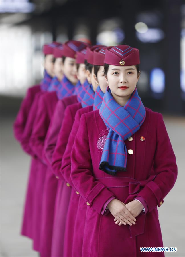 CHINA-CHONGQING-SPRING FESTIVAL TRAVEL RUSH-TRAINING-STEWARDESS (CN)