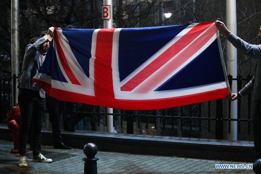 BELGIUM-BRUSSELS-UK-BREXIT-FLAG LOWERING