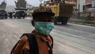 Karo district covered in ash as volcano erupts in North Sumatra