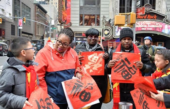 People celebrate Chinese Lunar New Year at NYC's Times Square