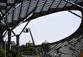 Sanitation workers work in China's Chongqing in high temperatures