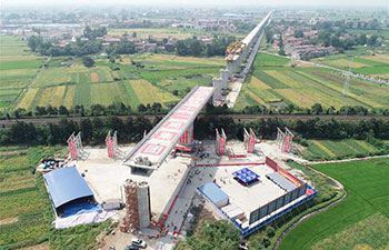 6,500-tonne railway bridge rotated in China's Hubei