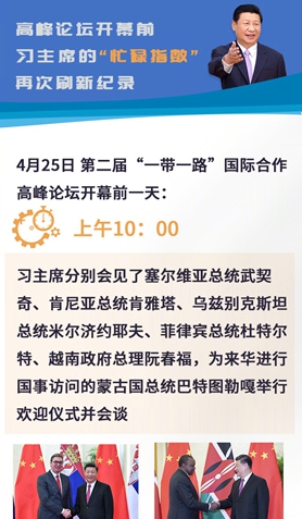 高峰论坛开幕前，习主席的“忙碌指数”再次刷新纪录